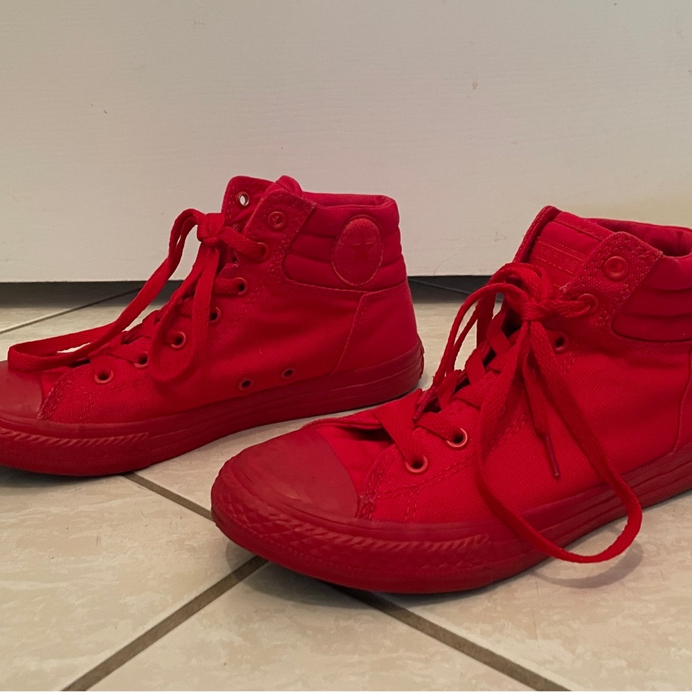 Converse Red Sneakers Vibrant Minimalist Design